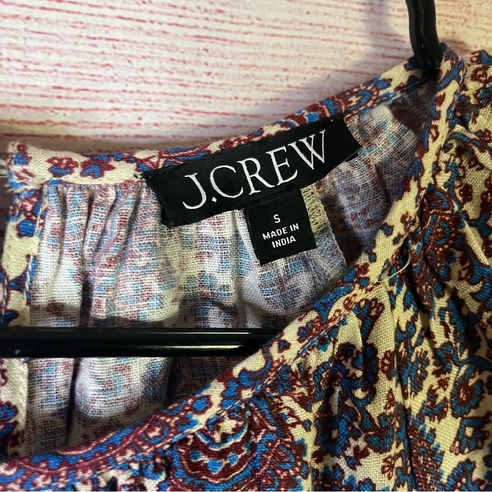 J.Crew Purple‎ 100% Linen Palermo Smocked Waist Pocketed Dress Size Small